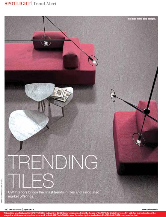 Spotlight Trends CW Interiors featured BFT's Geometric pattern tile in their April 2018 issue.