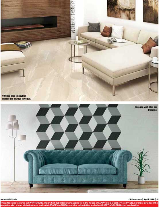 Spotlight Trends CW Interiors featured BFT's Geometric pattern tile in their April 2018 issue.